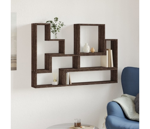 Estantería de pared madera ingeniería marrón roble 96x12x64 cm