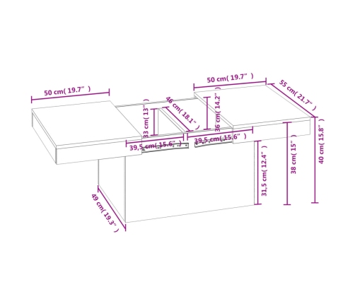 vidaXL Mesa de centro madera de ingeniería negro 100x55x40 cm