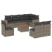 Set de muebles de jardín 9 pzas y cojines ratán sintético gris