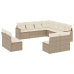 Set de sofás de jardín 11pzas con cojines ratán sintético beige