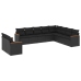 Set de sofás de jardín 10 pzas cojines ratán sintético negro