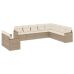 Juego de sofás jardín con cojines beige 10 pzas ratán sintético
