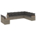 Set de sofás de jardín 10 pzas con cojines ratán sintético gris
