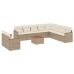 Set de sofás de jardín 11pzas con cojines ratán sintético beige