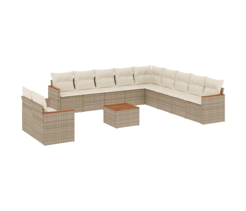 Set de sofás de jardín 12 pzas y cojines ratán sintético marrón
