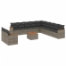 Set de sofás de jardín 12 pzas con cojines ratán sintético gris