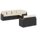 Set de comedor de jardín 7 pzas y cojines ratán sintético negro