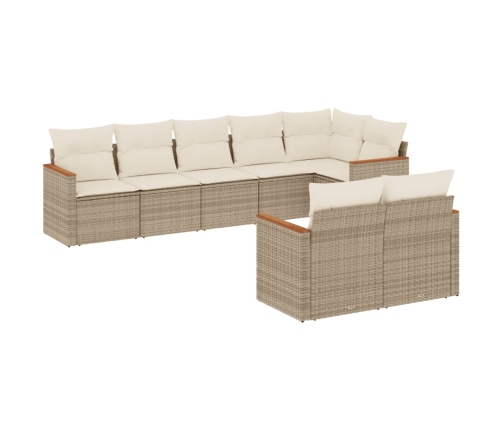 Juego de sofás de jardín con cojines beige 8 pzas ratán PE