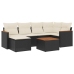 Set de comedor de jardín 7 pzas y cojines ratán sintético negro