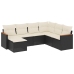 Set de comedor de jardín 7 pzas y cojines ratán sintético negro