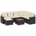 Set de sofás de jardín 8 piezas y cojines ratán sintético negro