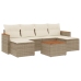 Set sofás de jardín 7 piezas y cojines ratán sintético beige