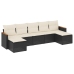 Set de comedor de jardín 7 pzas y cojines ratán sintético negro