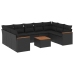 Set de sofás de jardín 10 pzas cojines ratán sintético negro