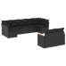 Set de sofás de jardín 8 piezas y cojines ratán sintético negro