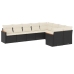 Set de sofás de jardín 8 piezas y cojines ratán sintético negro