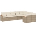 Set de sofás de jardín 9 pzas con cojines ratán sintético beige