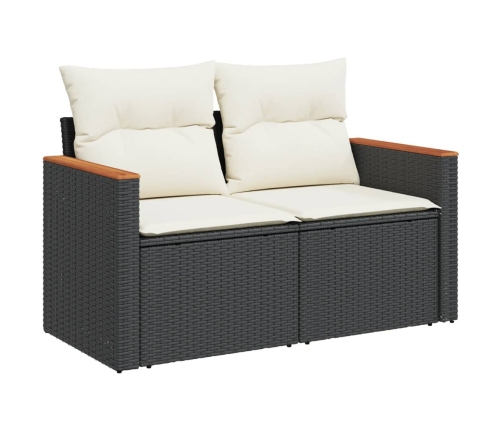 Set de sofás de jardín 10 pzas cojines ratán sintético negro