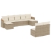 Set de sofás de jardín 9 pzas con cojines ratán sintético beige