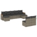 Set de muebles de jardín 9 pzas y cojines ratán sintético gris