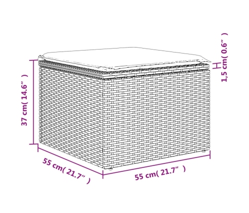Set de muebles de jardín 9 pzas y cojines ratán sintético gris