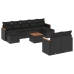 Set de sofás de jardín 10 pzas cojines ratán sintético negro
