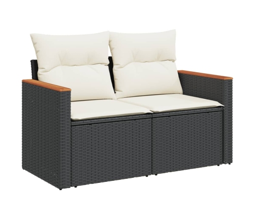 Set de sofás de jardín 10 pzas cojines ratán sintético negro