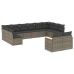 Set de sofás de jardín 12 pzas con cojines ratán sintético gris