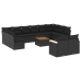 Set de sofás de jardín y cojines 13 pzas ratán sintético negro