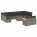 Set sofás de jardín con cojines 13 piezas ratán sintético gris