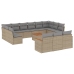 Set sofás jardín 14 pzas y cojines ratán sintético beige mezcla