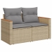 Set sofás jardín 14 pzas y cojines ratán sintético beige mezcla