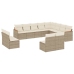 Set de sofás de jardín 12 pzas y cojines ratán sintético marrón