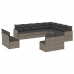 Set de sofás de jardín 12 pzas con cojines ratán sintético gris