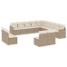 Set sofás de jardín con cojines 13 pzas ratán sintético beige