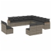 Set sofás de jardín con cojines 13 piezas ratán sintético gris