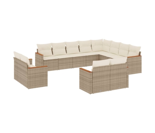 Set de sofás de jardín 12 pzas y cojines ratán sintético marrón