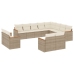 Set de sofás de jardín 12 pzas y cojines ratán sintético marrón