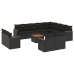 Set de sofás de jardín y cojines 13 pzas ratán sintético negro