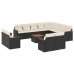 Set de sofás de jardín y cojines 13 pzas ratán sintético negro