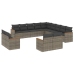 Set sofás de jardín con cojines 13 piezas ratán sintético gris
