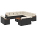 Set sofás de jardín 14 pzas con cojines ratán sintético negro