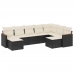 Set de sofás de jardín 8 piezas y cojines ratán sintético negro