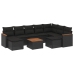 Set de sofás de jardín 10 pzas cojines ratán sintético negro