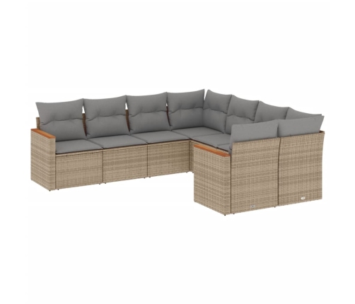 Juego de sofás jardín con cojines beige mezcla 8 pzas ratán PE