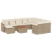 Set de sofás de jardín 11pzas con cojines ratán sintético beige