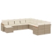 Set de sofás de jardín 11pzas con cojines ratán sintético beige