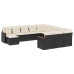 Set de sofás de jardín 12 piezas cojines ratán sintético negro