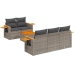Set de muebles de jardín 6 pzas y cojines ratán sintético gris
