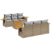 Set sofás de jardín 7 piezas y cojines ratán sintético beige